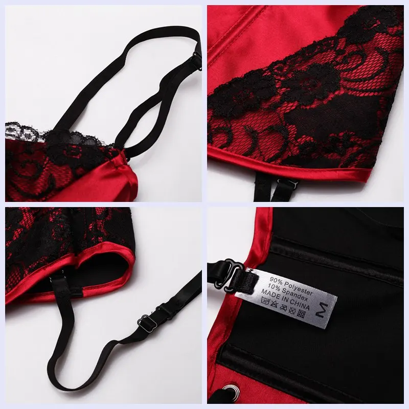 Сексуальное женское корсетное белье со шнуровкой пуш-ап бюстгальтер