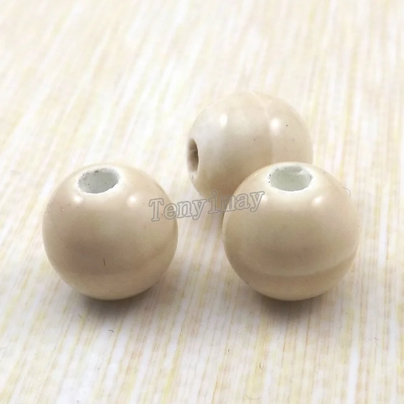 

Beige 10mm Ceramic Loose Beads For DIY 100pcs/lot Free Shipping