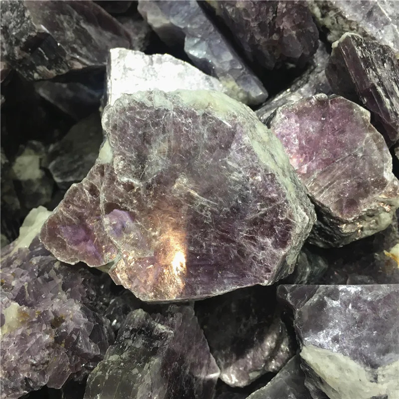 

Natural purple yellow quartz rough mica stone raw lepidolite crystal rock stone