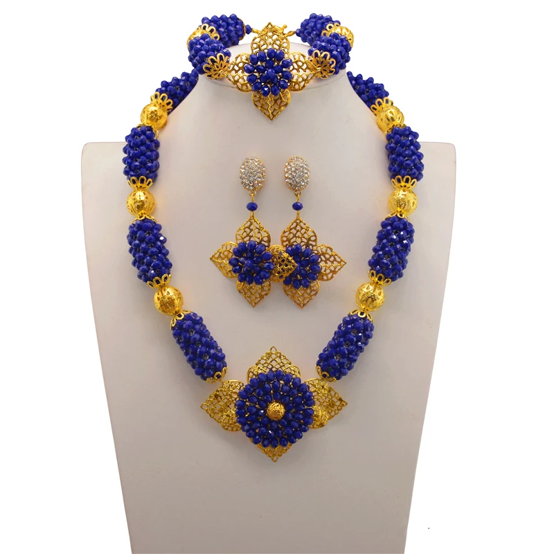 Настоящий хрустальный свадебный комплект ювелирных изделий из бисера индийский