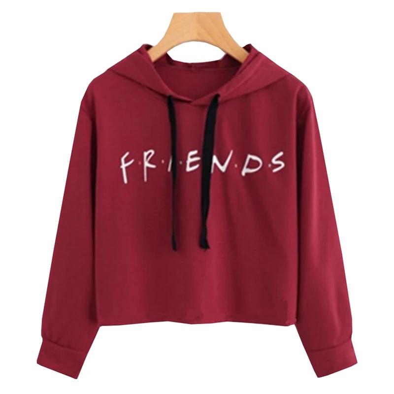 

Friends Printing Hoodies Sweatshirts Harajuku Crew Neck Sweats Women Clothing Feminina Loose Short Fleece Jumper Sweats