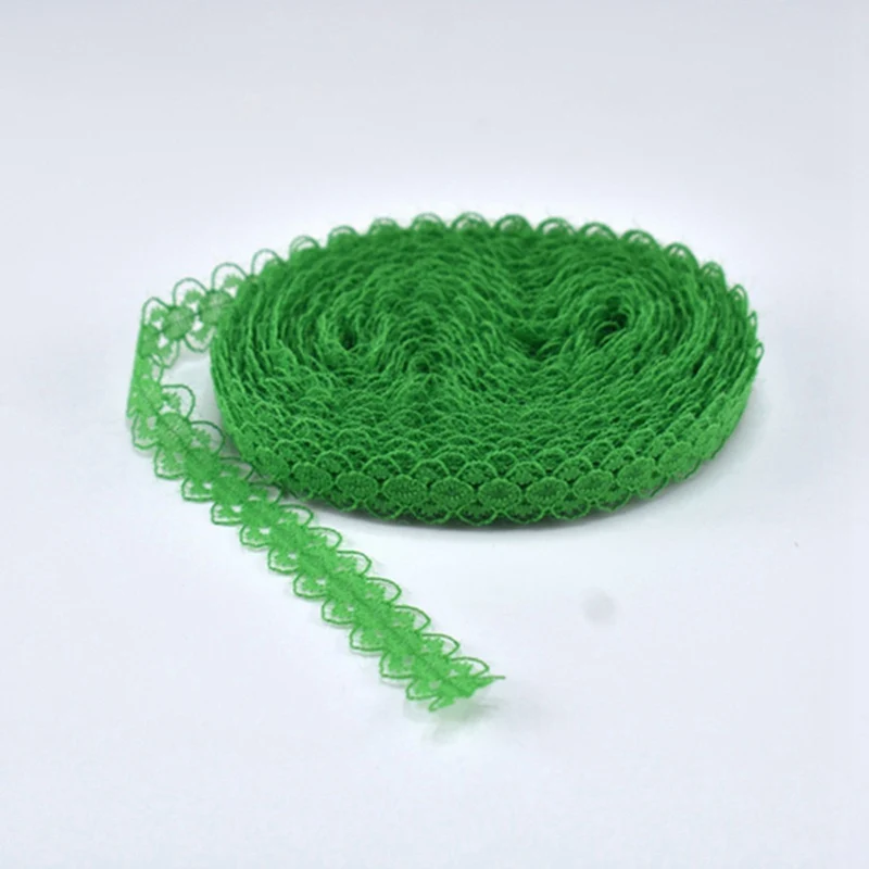 Grass green 10 ярдов швейная кружевная Лента ткань 14 мм ширина африканская кружевная ткань хлопок отделка вышитые DIY Домашняя одежда свадебное украшение - Цвет: Grass green