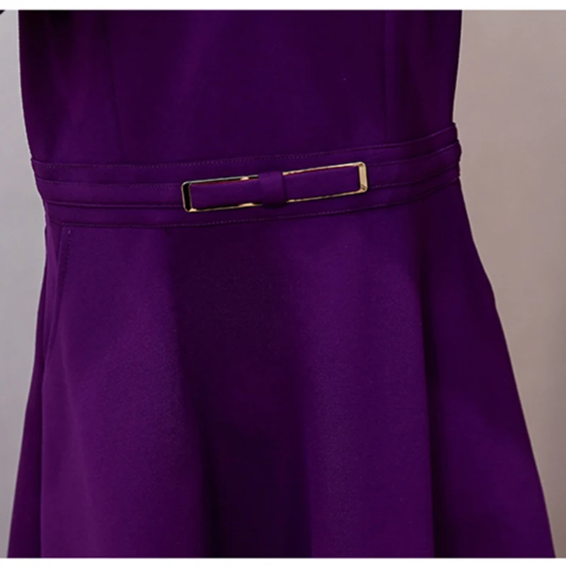 

2018 Spring Autumn women dress Elegant V-neck long sleeve Close waist A line dress Solid OL Office Lady clothing dresses J026