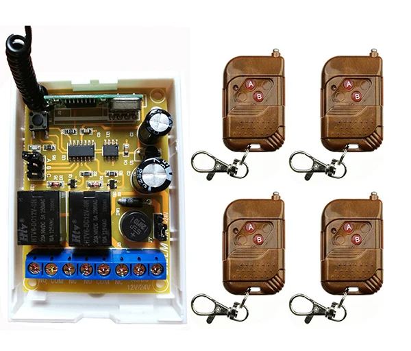 

DC12V DC24V 2CH RF Беспроводная система дистанционного управления teleswitch передатчик + приемник Универсальный ворот Пульт дистанционного управлени...