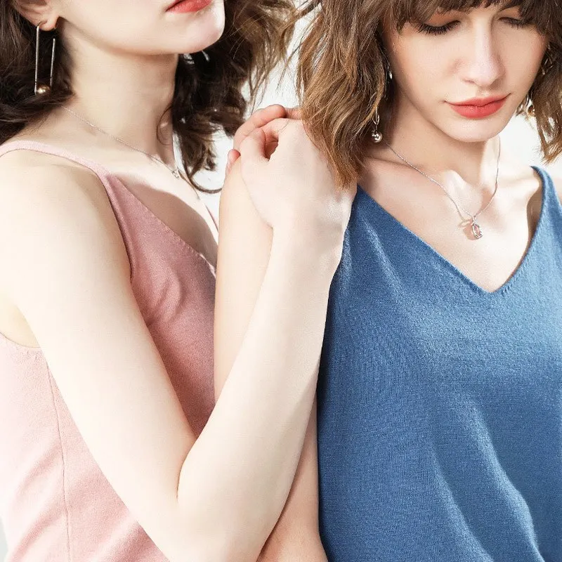 Распродажа летние цвета женские тянущиеся трикотажные майки с v образным вырезом