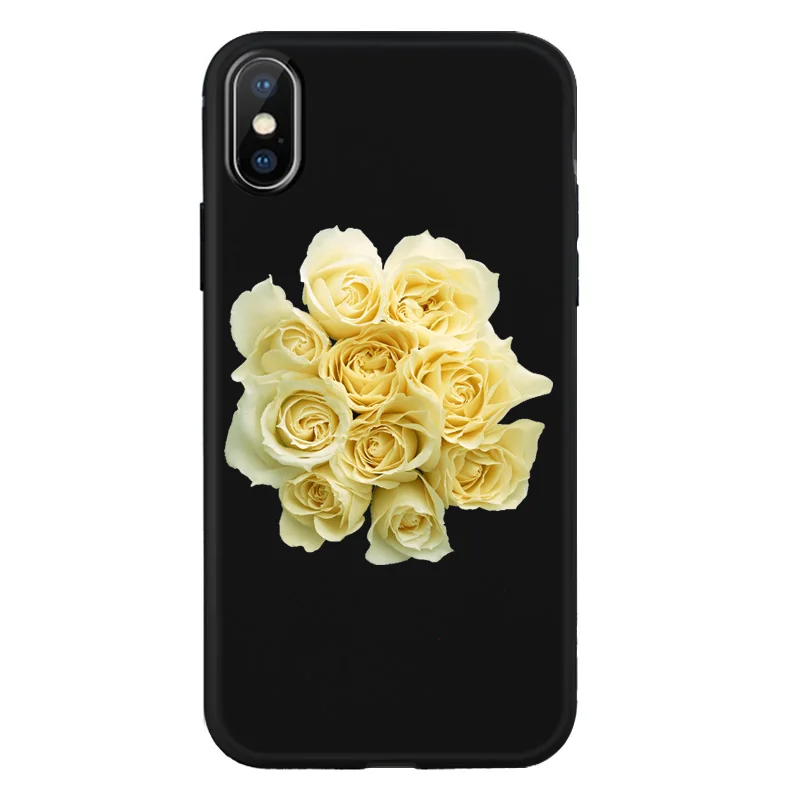 Colorful Brilliant Rose Peony Flowers cell Black phone Cover case for iPhone 8 7 6 6S Plus X XS XR MAX Back Z651 |