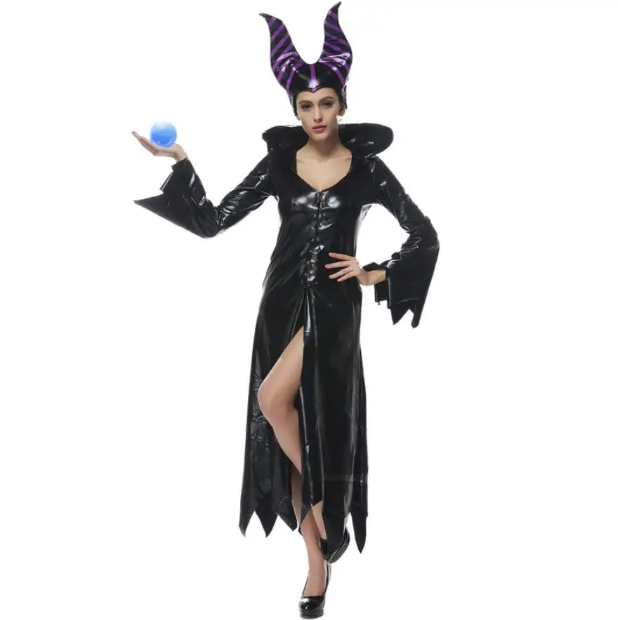 Взрослый Deluxe Maleficent крестины черный Халат Хэллоуин ведьма косплей маскарадный костюм Карнавальная одежда наряд - Цвет: Черный