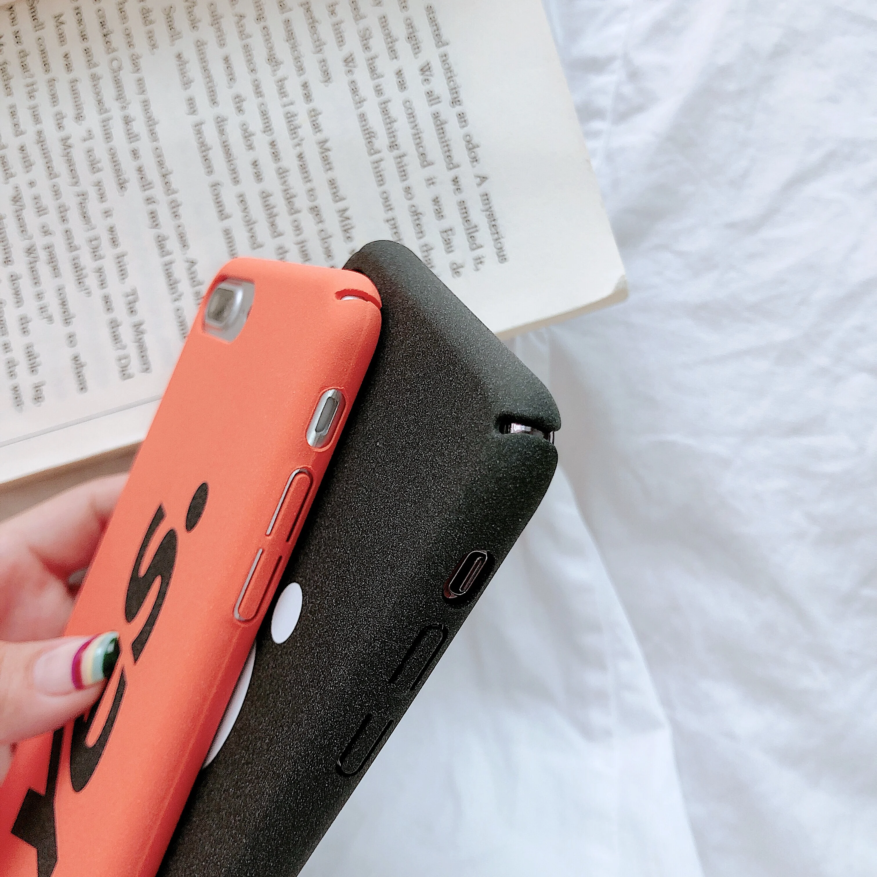 Fashion Orange Black Hard PC phone Case For iphone X 8 6 6s plus Cover 7 Yes No Letter Print Protect Cases Coque |