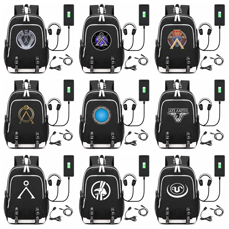 

Stargate SG-1 Backpack USB Charge Interface Bags Kids Teens Shoulder Laptop Travel Bags Student School Bags Bookbag Gift