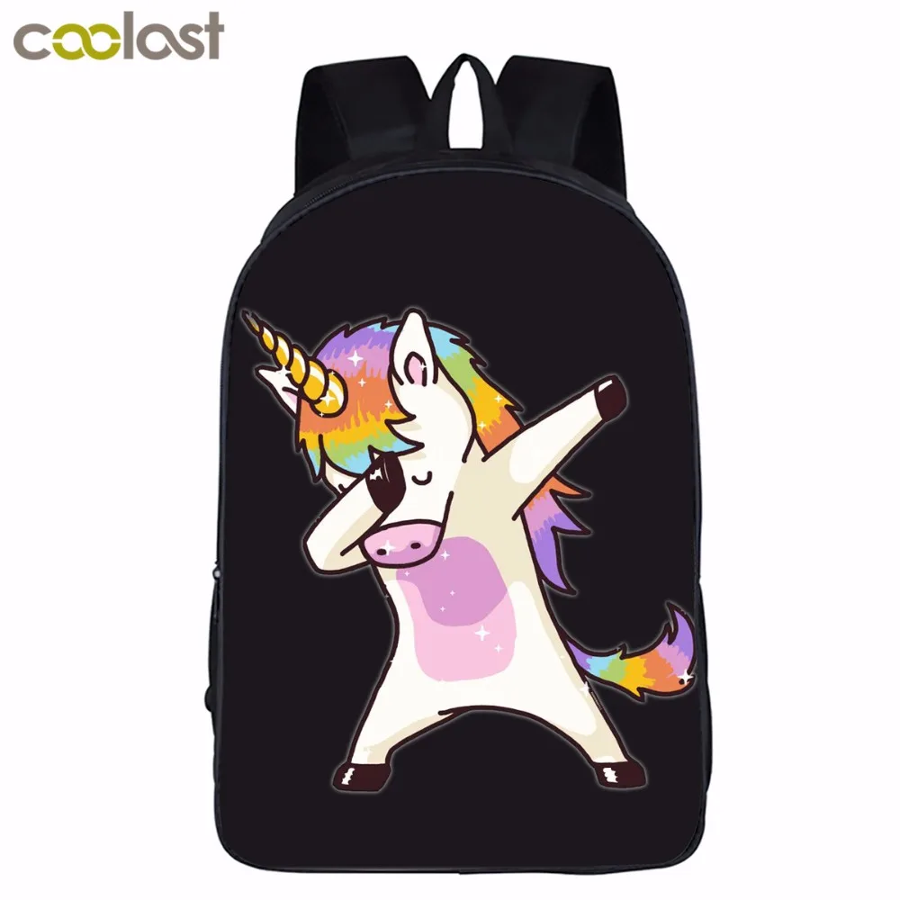 Шикарный Dab принт панды рюкзак Kawaii танец Единорог школьная сумка для подростков
