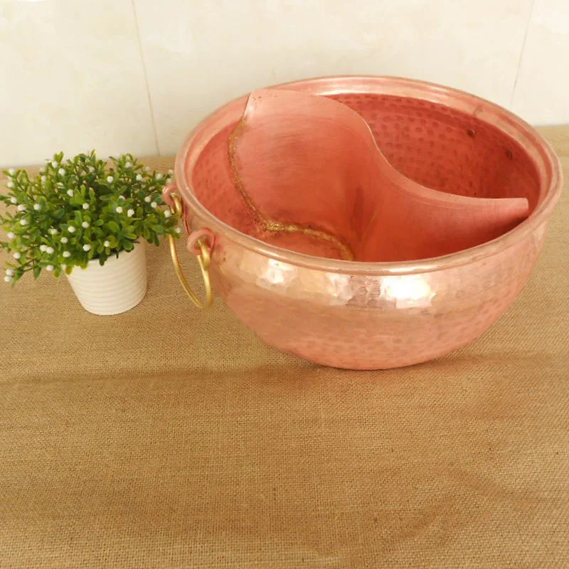 Горшок ручной работы из чистой меди Yuanyang горячий горшок с двумя вкусами густой