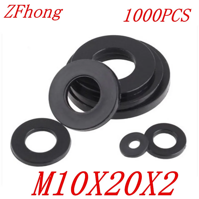 

500PCS M10*20*2 8mm Black flat nylon Washer