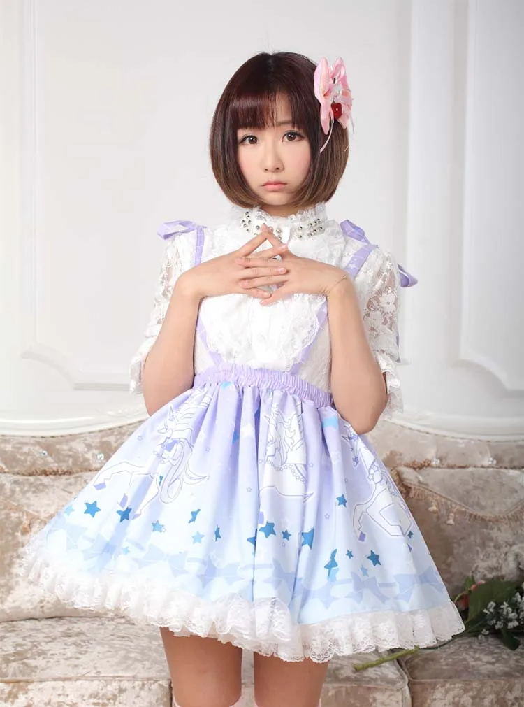 Милая Короткая Женская юбка-джемпер в стиле Лолиты мори с принтом Пегаса