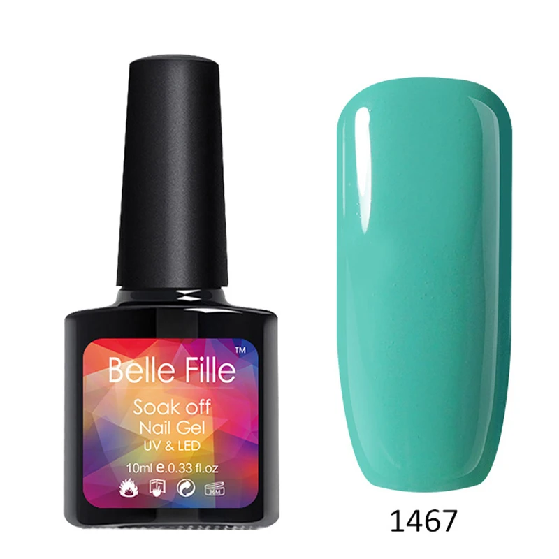 Belle Fille зеленый гель лак для ногтей 10 мл УФ светодио дный Soak Off Гель-лак Армейский