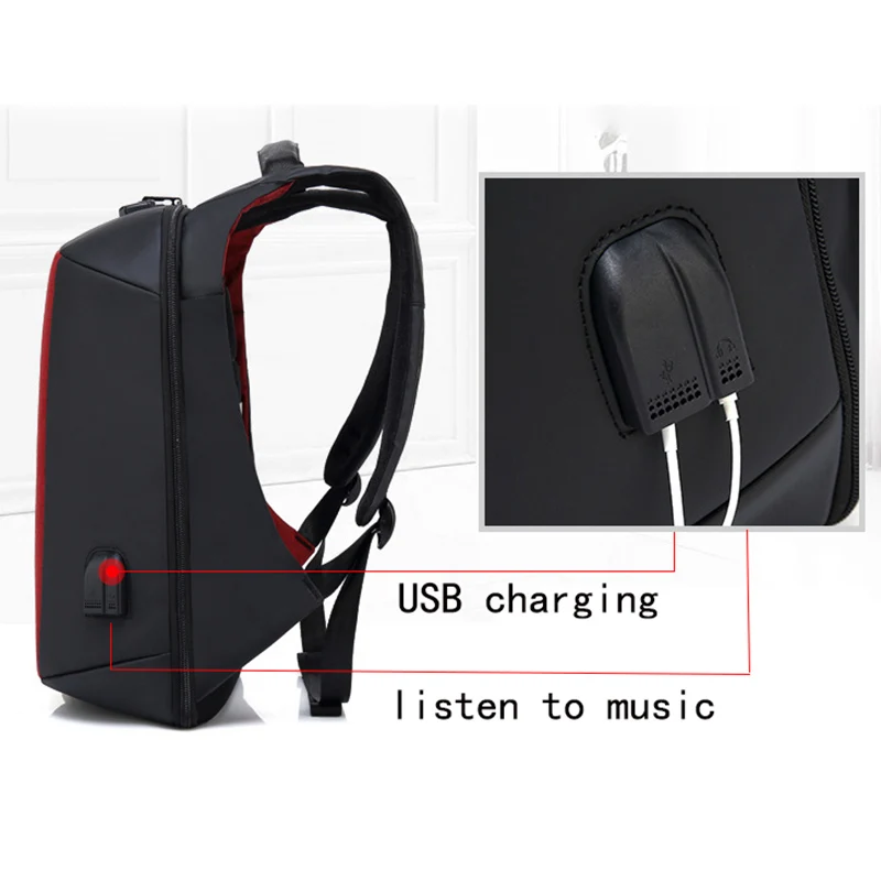 BAIBU USB зарядный рюкзак для наушников дорожный с защитой от кражи ноутбука унисекс