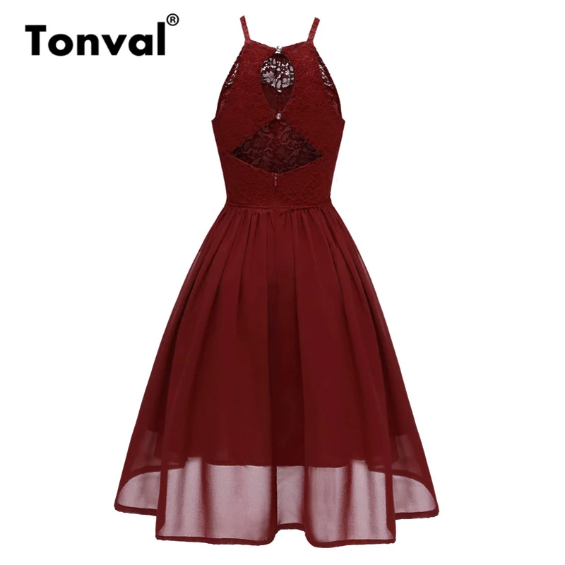 Женское платье на тонких бретельках Tonval черное кружевное контрастное