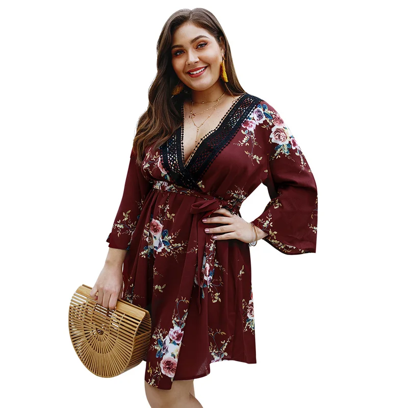 2019 Boho Цветочные кружева сексуальный Для женщин сезон: весна–лето Повседневное с