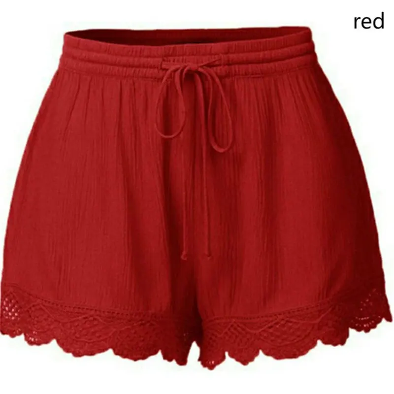

Elegant Summer Beach Women Casual Shorts Elastic High Waist Lace Plus Size Loose Soft Hot Shorts Ladies Fashion Shorts