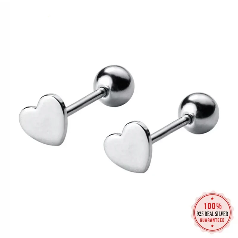 Женские серьги-гвоздики из серебра 100% пробы в минималистическом стиле |