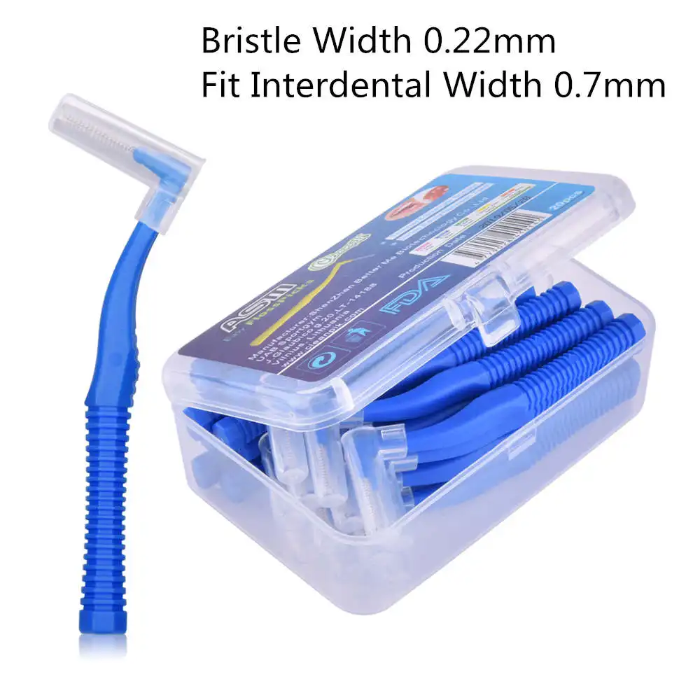 Interdental 0.7mm Ортодонтическая зубная щетка зубная нить для брекетов угловая межзубная щетка резинки зубные нити стоматологический очиститель гигиена полости рта уход за зубами - Цвет: Interdental 0.7mm