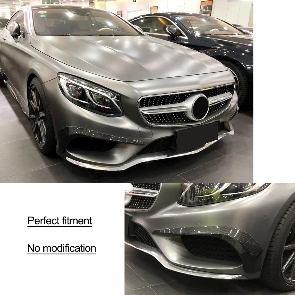 Плавники на бампер для Mercedes-Benz S500 S550 купе 2-двери- углеродного волокна автомобиля искусственная кожа Су передней части Аксессуары для бампера