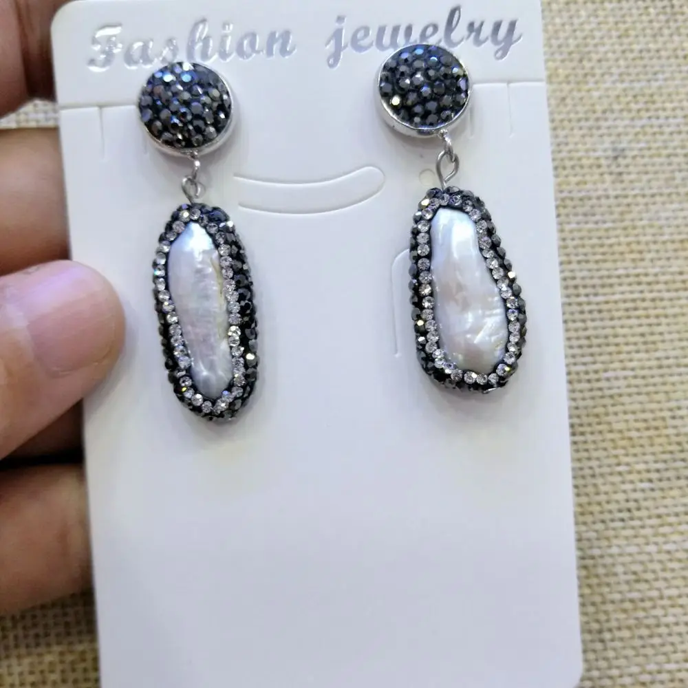 Серьги-подвески с натуральным жемчугом 2017 Модные женские ювелирные изделия