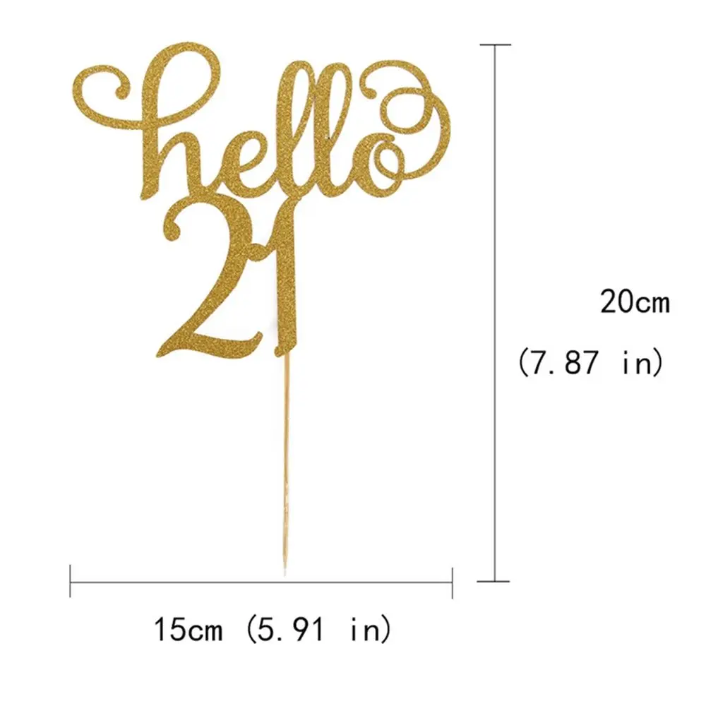 1 шт. с золотым блеском Hello 30/40/50/60th торт топпера для съемки в стиле вечеринки честь