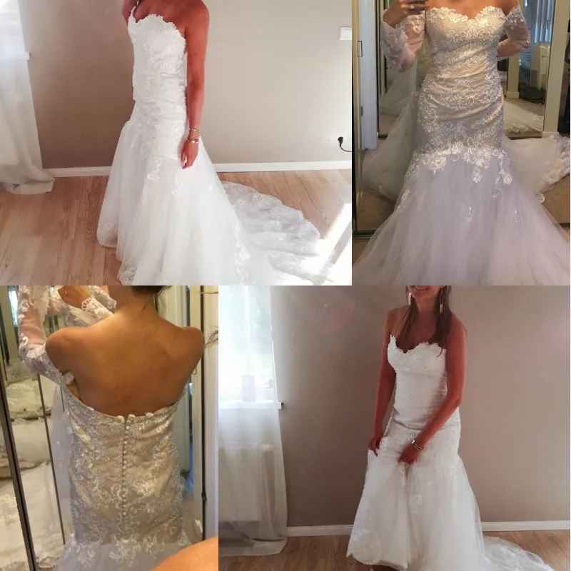 Vestido De Novia кружевные свадебные платья Русалка Милая Съемная одежда с длинным рукавом с длинным шлейфом аппликации; Robe De Mariage