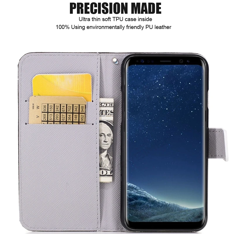 Милый чехол-книжка с розой для Samsung Galaxy S4 S5 S6 edge S7 S8 Plus S9 Frvsimem кошелек из