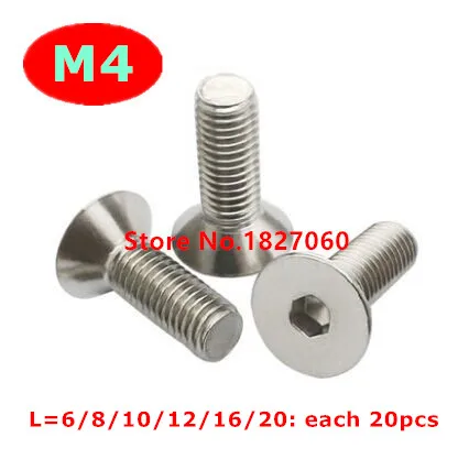 120 шт. M4 обувь на плоской подошве с внутренним шестигранником Кепки винт 304