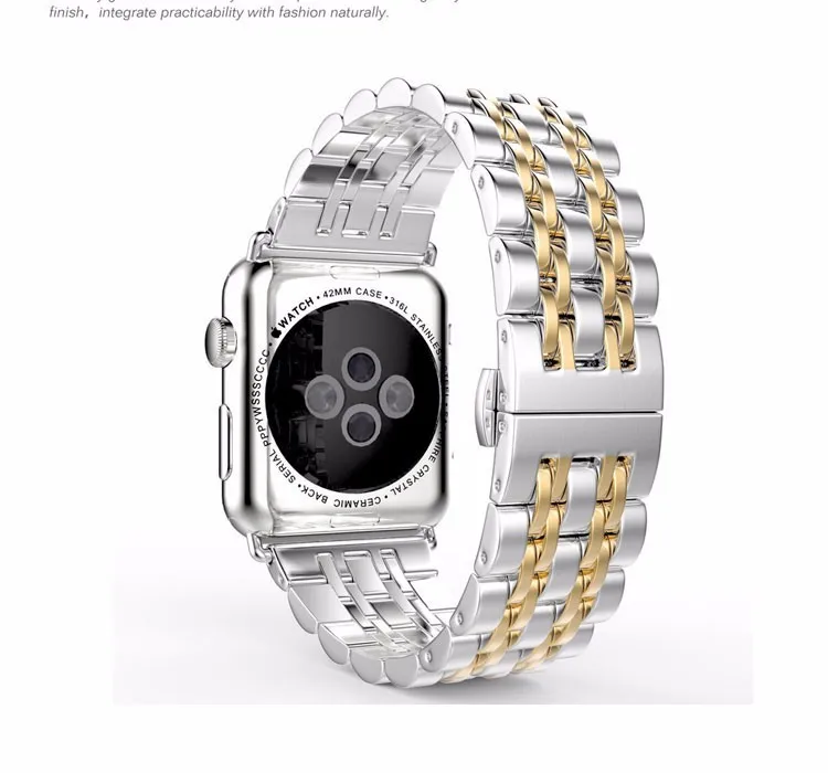 Серебристый ремешок из нержавеющей стали для Apple Watch с бабочкой и пряжкой для бизнес-замены iWatch ремешок подходит для часов 38 мм 42 мм