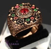 kfvanfi new carved flowers vintage pretty exquisite mid rings fashion antique gold color turkish ring