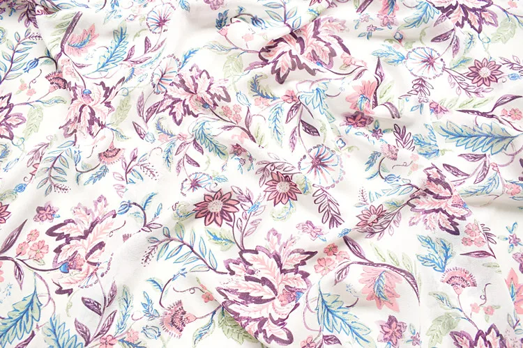 145x100cm Imported high end Floral Print Soft Chiffon Fabric for Women Wedding Beach Dress Shirt scarf Sewing Cloth Upholstery | Дом и сад