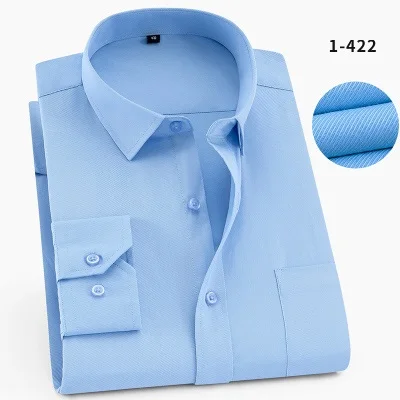 BLUE Мужская рубашка 10XL 9XL, Классическая рубашка в полоску с длинным рукавом, большие размеры 5XL 6XL 8XL, осень 14XL, деловая Мужская блузка, официальная, офисная, 12XL 54 - Цвет: BLUE