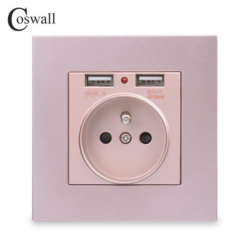 Coswall двойной usb порт для зарядки 5 в 2 1 а светодиодный индикатор 16A настенная