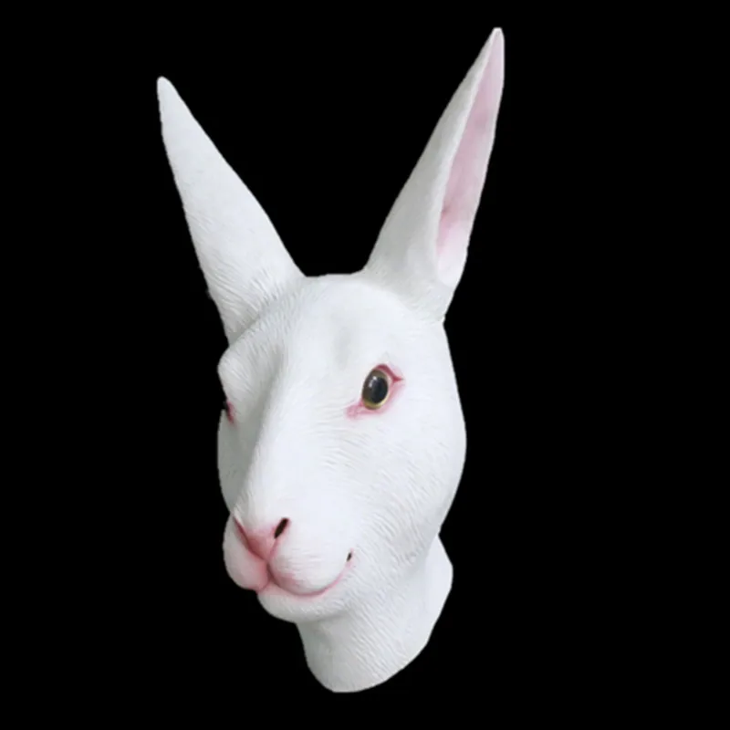 Promotional Realistic high-quality fancy costume latex grey Halloween Black latex rabbit mask