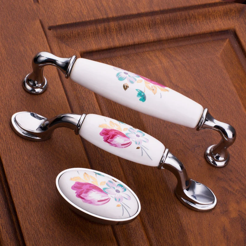 5 шт. керамическая ручка двери китайская ящик тюльпана Потяните винтажные