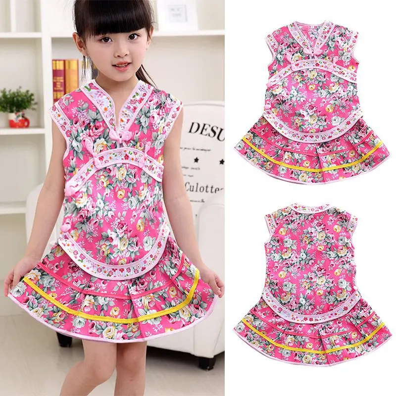 Комплекты детской одежды в китайском стиле для маленьких девочек 100% хлопок