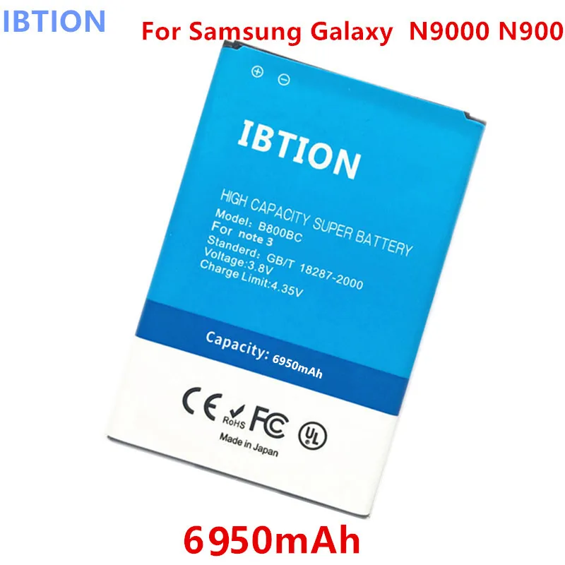 6950 мА/ч ibtion для samsung Galaxy Note 3 Батарея N9000 N9005 N900 N9002 N9008 III Note3 B800BC B800BE B800BU тесто|battery