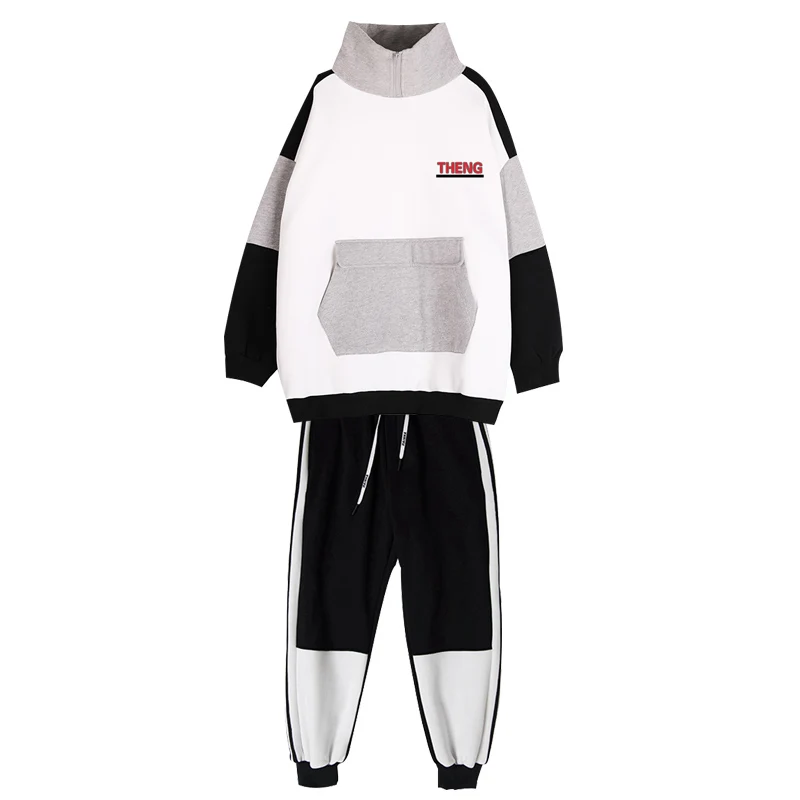 Женский модный комплект из двух предметов пуловер с длинным рукавом и высоким