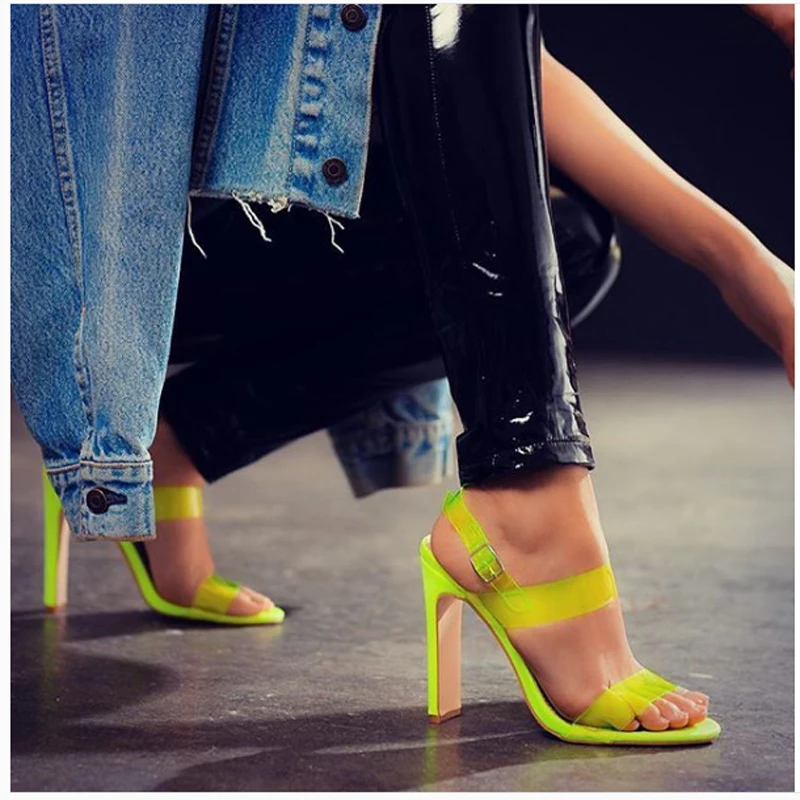 Zapatos/прозрачные желтые босоножки летняя обувь для вечеринок пикантные