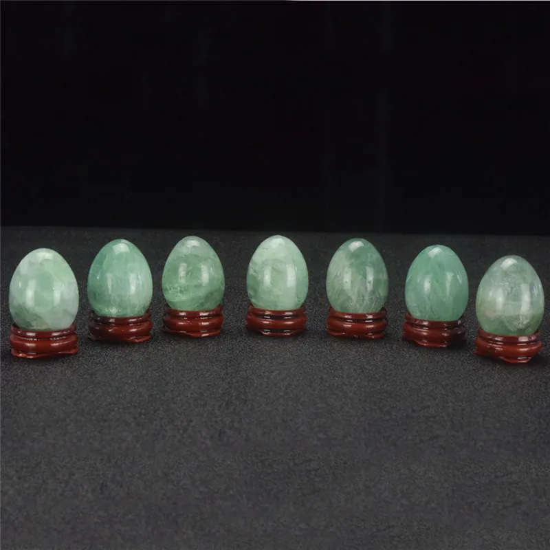 Нефритовое яйцо с подставкой 1 шт. натуральное зеленое флюоритовое для домашнего
