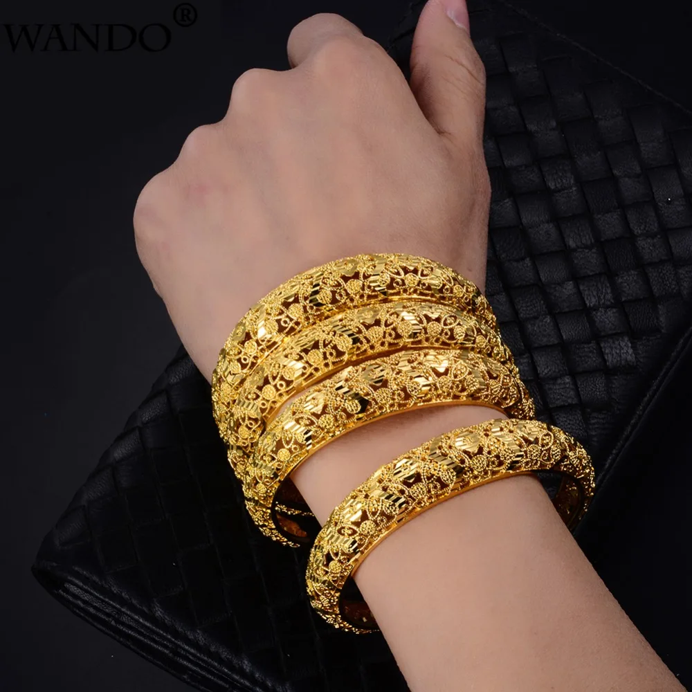 WANDO 4 шт./лот свадебные браслеты золотого цвета для женщин Дубай невесты
