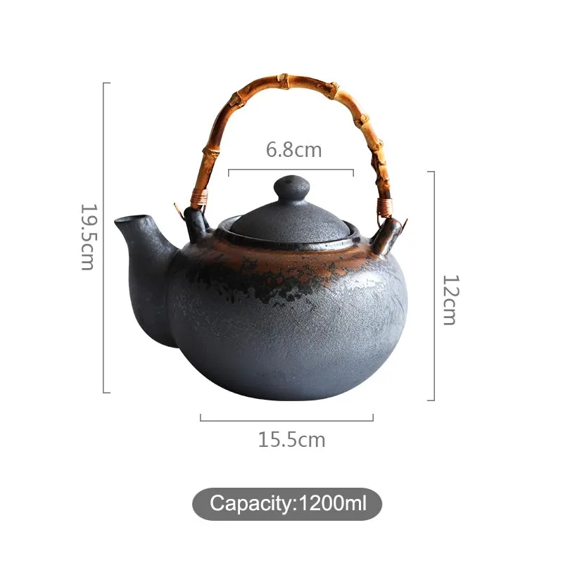 B(Teapot) 1000/1200 мл черного цвета из мультфильма «Холодное сердце» японский Стиль Чай горшки Чай чашки Винтаж Керамика чайник высокого Ёмкость Чай горшок для ресторана японской кухни посуда для напитков - Цвет: B(Teapot)