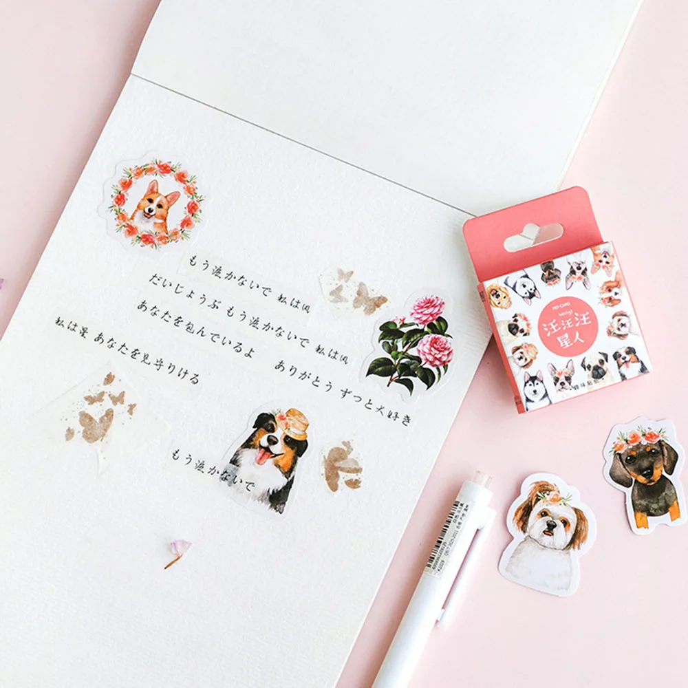 45 шт./кор. милые канцелярские наклейки DIY Собака Животное липкая бумага Kawaii для