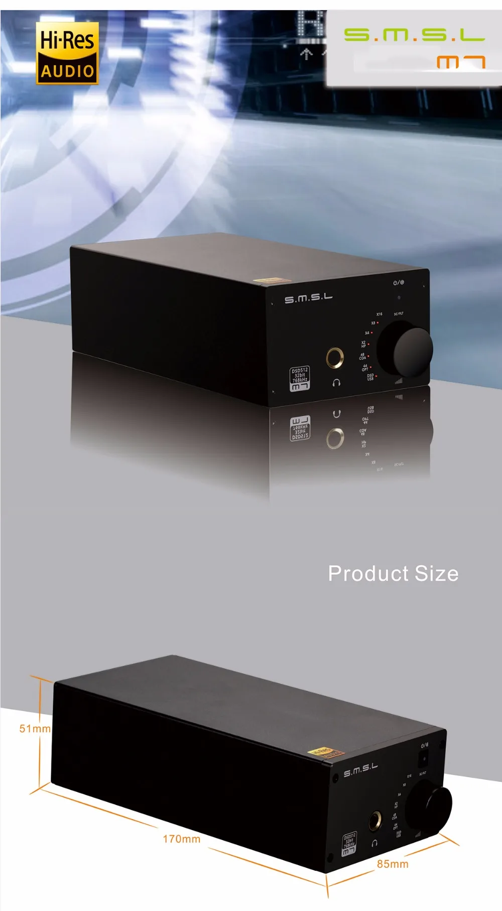 Зазор SMSL M7 2xAK4452 32 бит/768 кГц DSD512 USB ЦАП с усилителем для наушников USB коаксиальный Оптический вход RCA 6,35 разъем выход