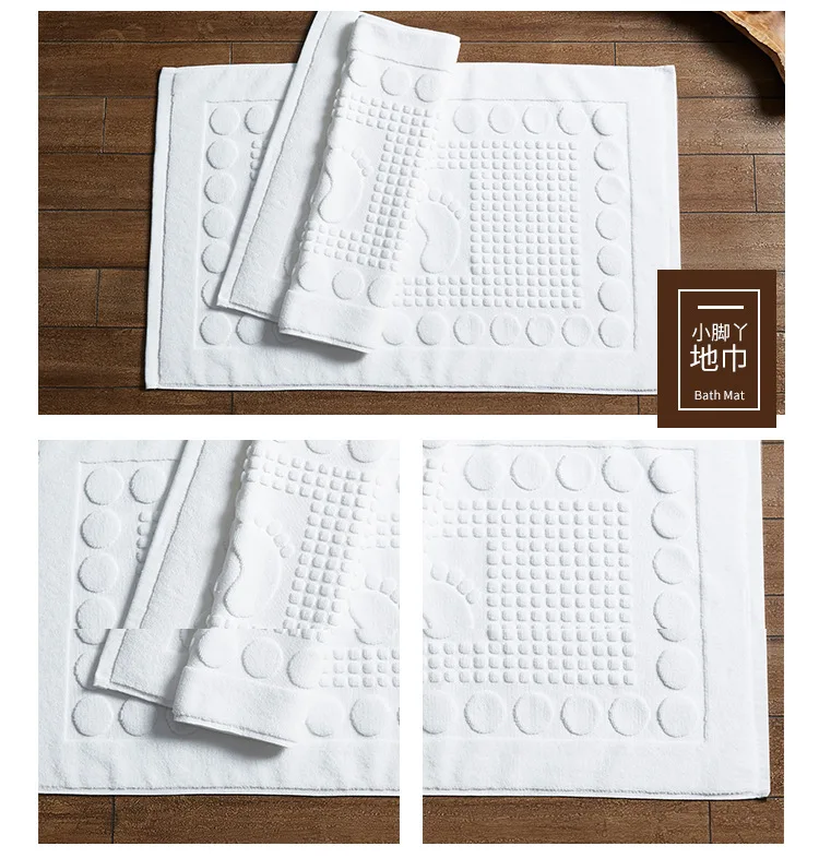Hotel Beauty Club SPA Towel Mat Quality Hotel Padded Absorbent Toilet Foot Bathe Carpet Cotton Pure White Foot Rug for Bathtub