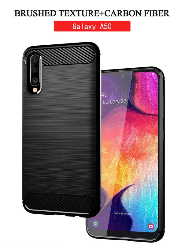 Для samsung Galaxy A50 силиконовый чехол прочная Броня углеродного волокна Мягкий