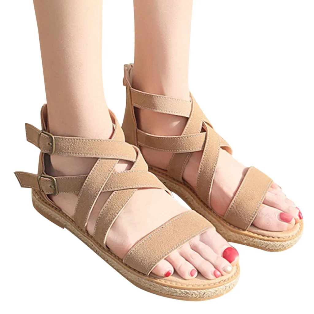 Женские пляжные сандалии SAGACE летние дышащие в римском стиле на плоской подошве с