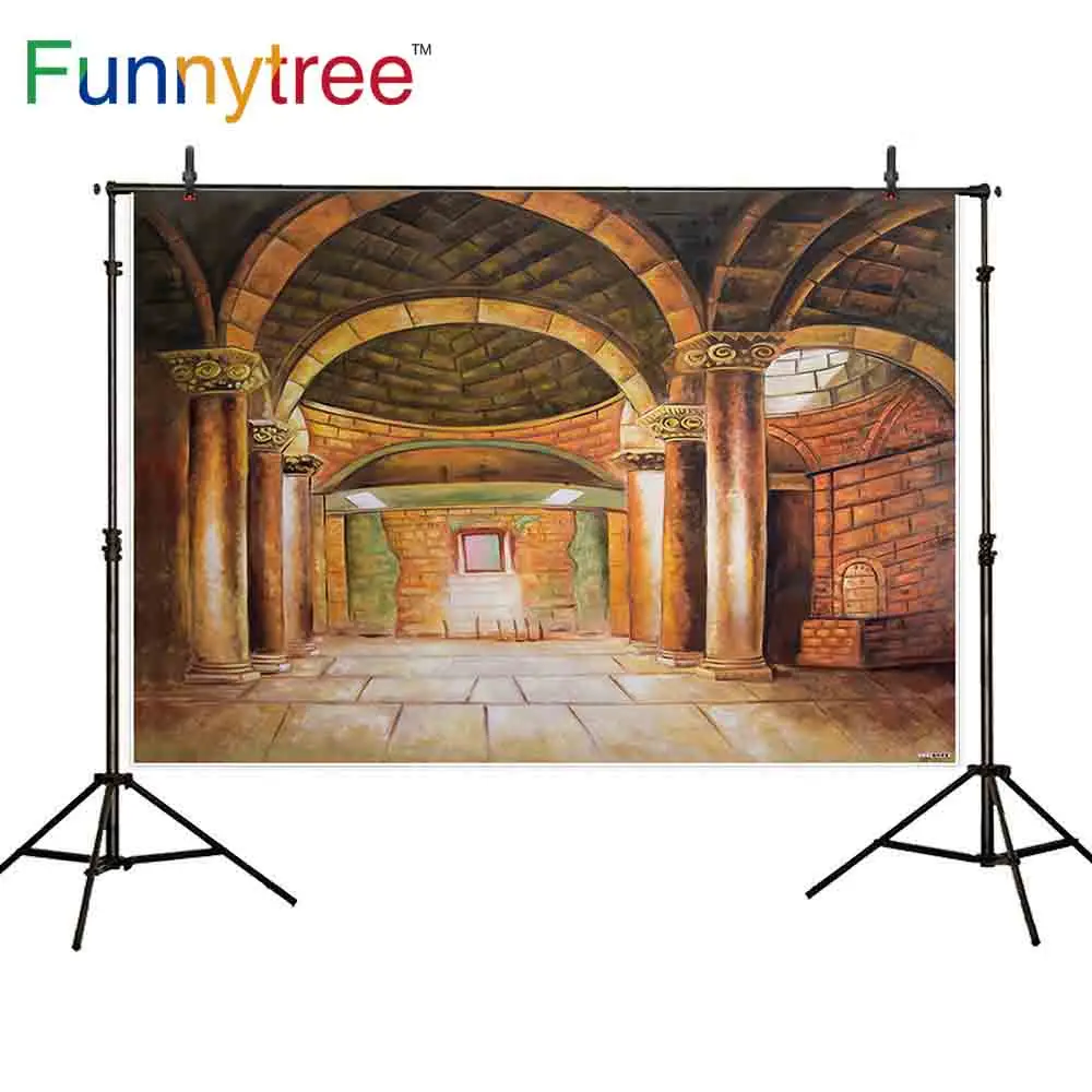 Фоны Funnytree для фотостудии мультфильм кирпичный замок винтажная живопись фон
